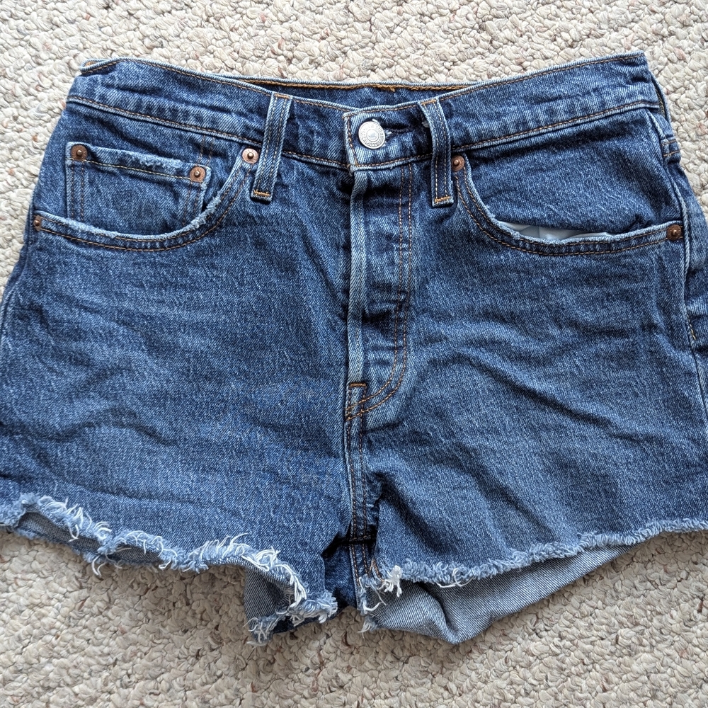 Denim High-Waisted Cutoff Shorts waist size 27. Levi's 501. Excellent condition